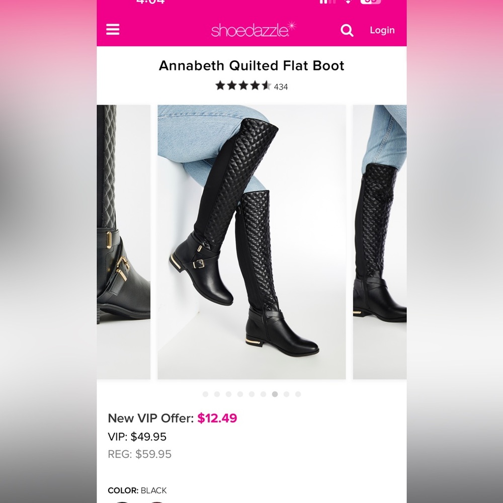 Shoe Dazzle Annabeth Quilted Riding Style Boots